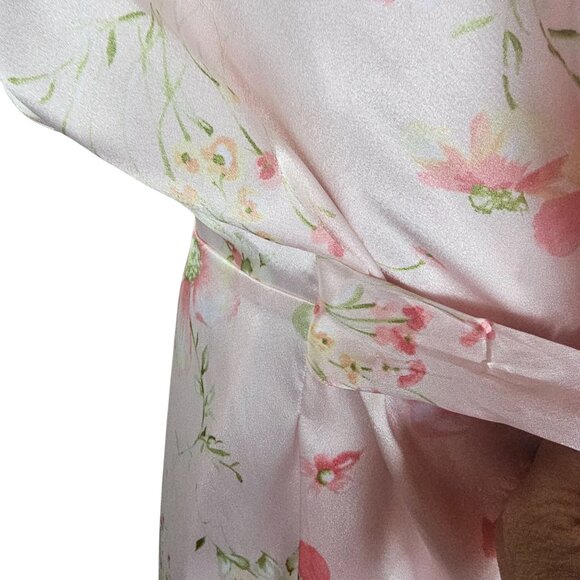 Oscar de la Renta Pink Label Peignoir Set S/M Soft Pink Floral Rosette Detail - Picture 8 of 16